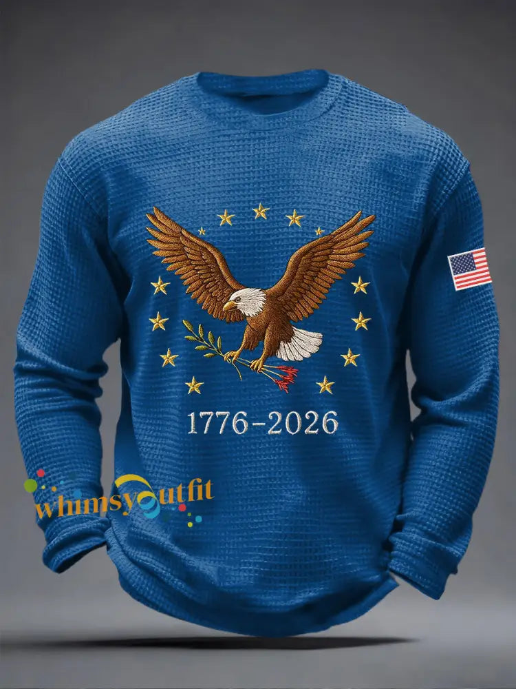 Men’s America 250 Waffle Print Casual T-Shirt Blue / S