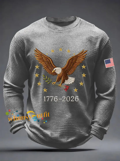 Men’s America 250 Waffle Print Casual T-Shirt Gray / S