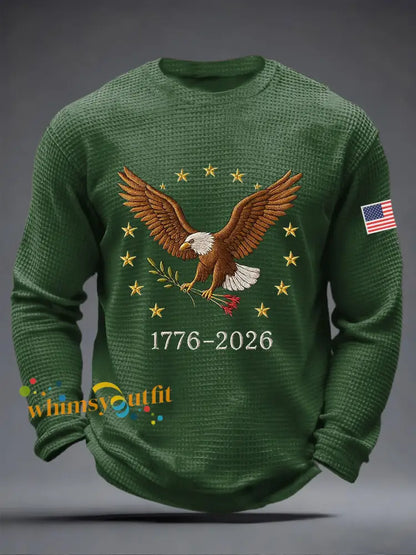 Men’s America 250 Waffle Print Casual T-Shirt Green / S