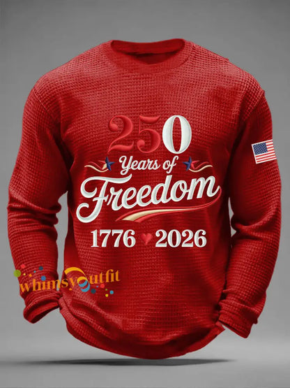 Men’s America 250 Waffle Print Casual T-Shirt Red / S