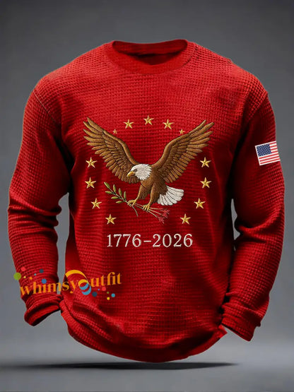 Men’s America 250 Waffle Print Casual T-Shirt Red / S