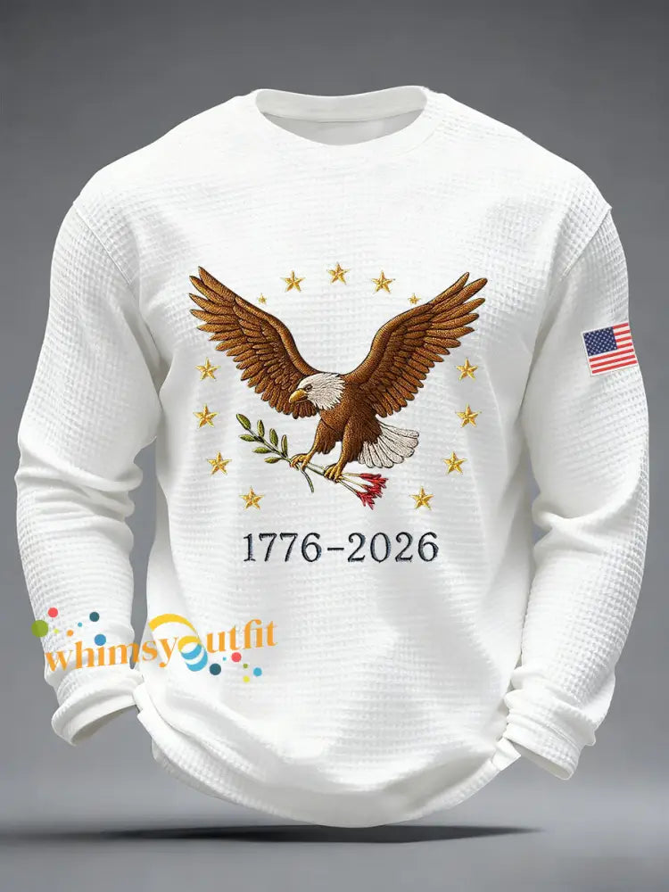 Men’s America 250 Waffle Print Casual T-Shirt White / S