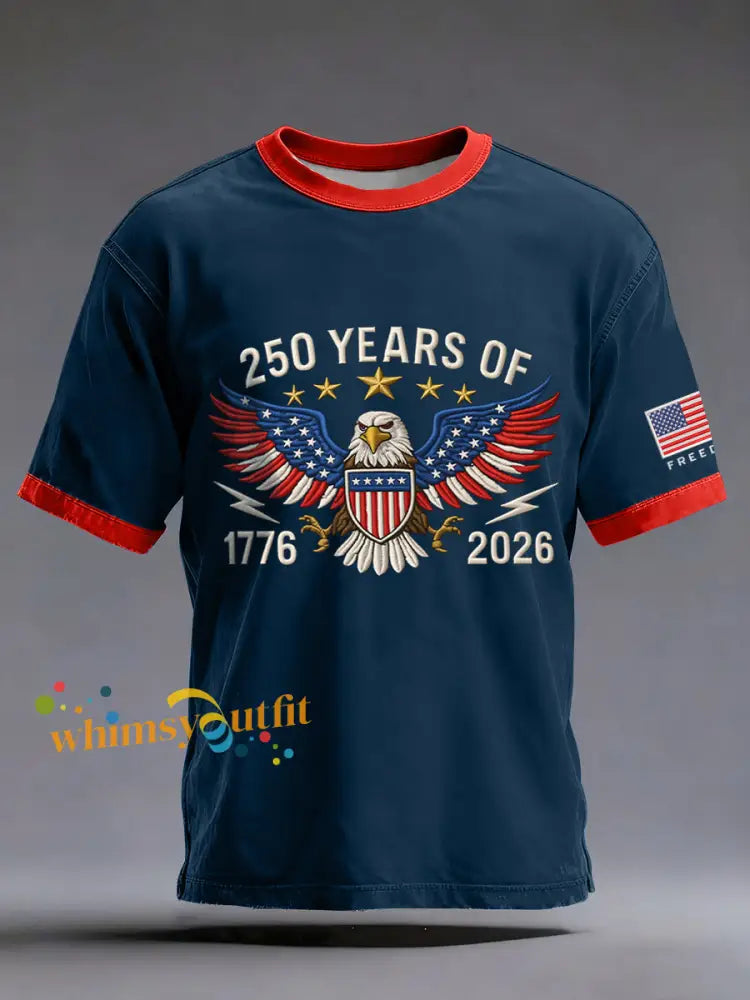 Men’s American 250th Anniversary Print T-Shirt Navy Blue / S