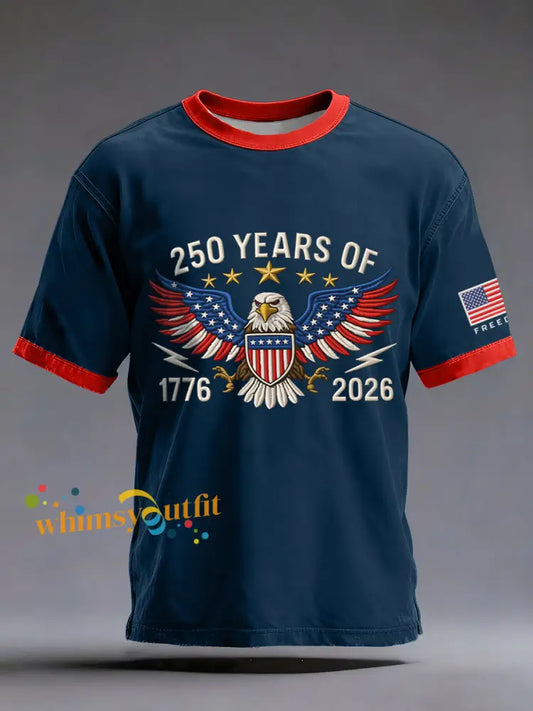 Men’s American 250th Anniversary Print T-Shirt Navy Blue / S
