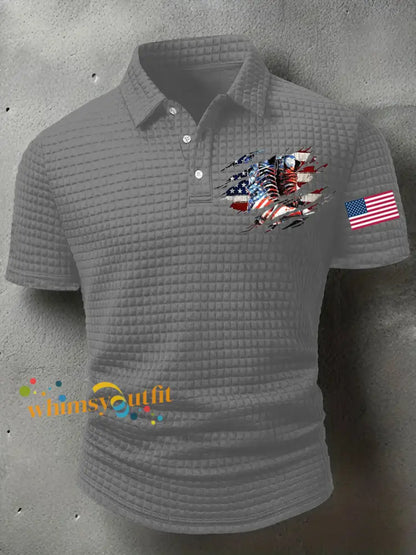 Men’s American Flag Veterans Day Printed Shirt Gray / S