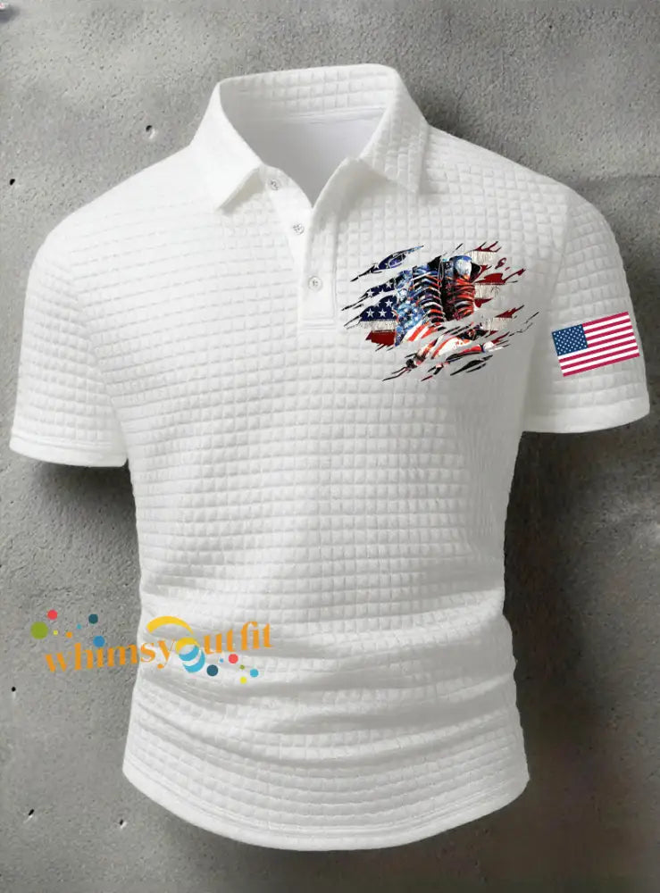 Men’s American Flag Veterans Day Printed Shirt White / S