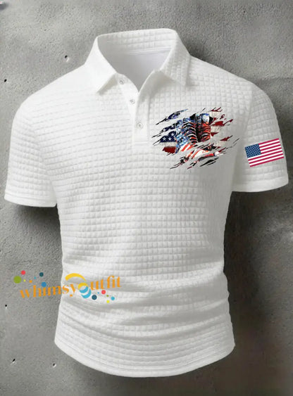 Men’s American Flag Veterans Day Printed Shirt White / S