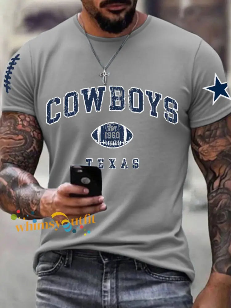 Men’s American Football T Shirt Gray / S