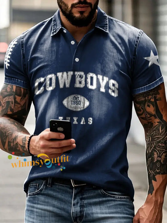 Men’s American Football T Shirt Navy Blue / S