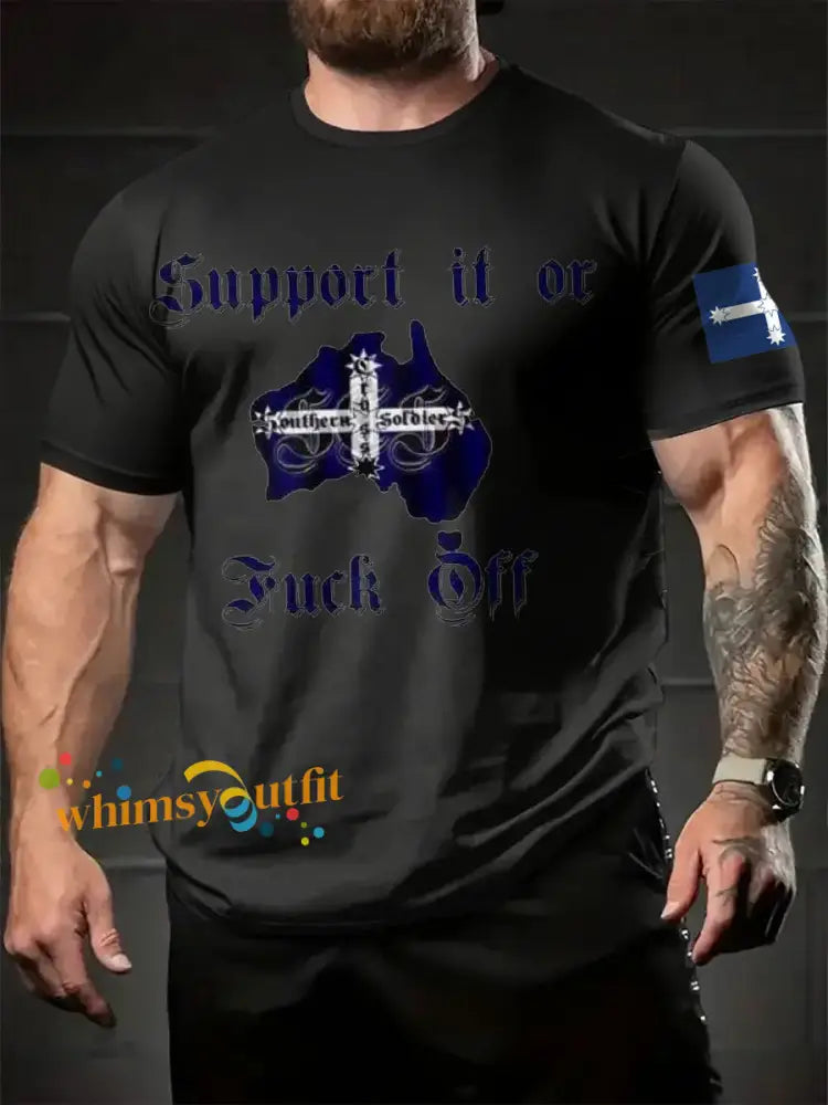 Men’s AU Flag Proud Printed T-shirt Black / S