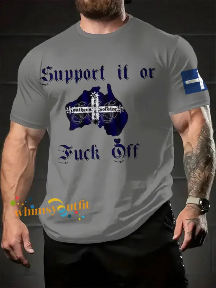 Men’s AU Flag Proud Printed T-shirt Light Gray / S