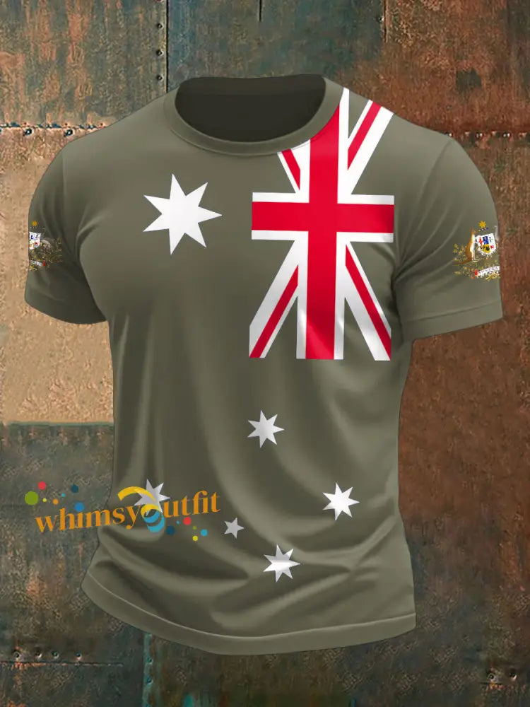 Men’s Australia Patriotic Printed T-shirt Army Green / S