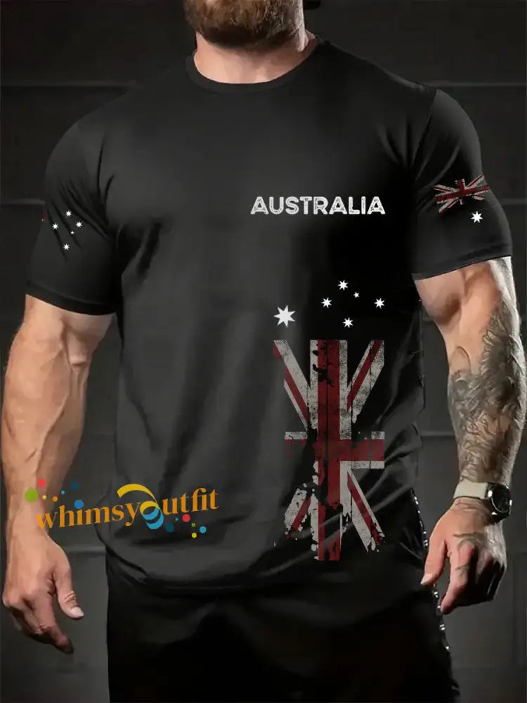 Men’s Australia Patriotic Printed T-shirt Black / S