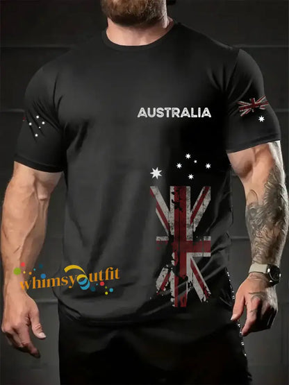 Men’s Australia Patriotic Printed T-shirt Black / S