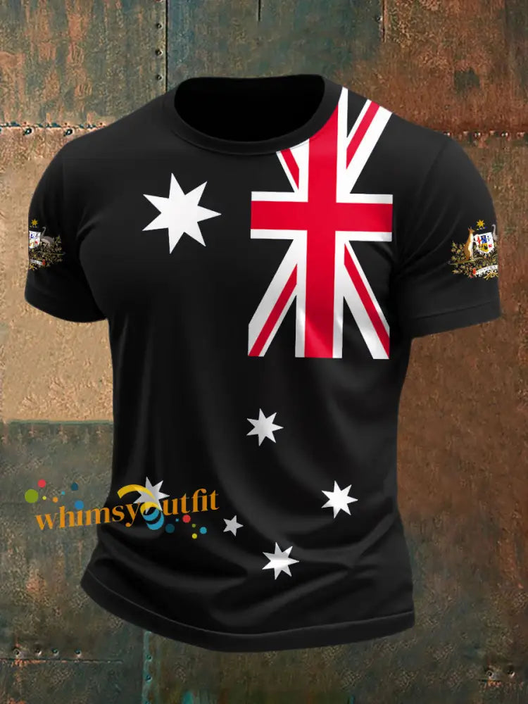 Men’s Australia Patriotic Printed T-shirt Black / S