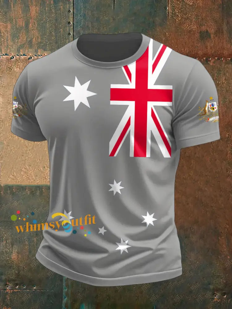 Men’s Australia Patriotic Printed T-shirt Light Gray / S