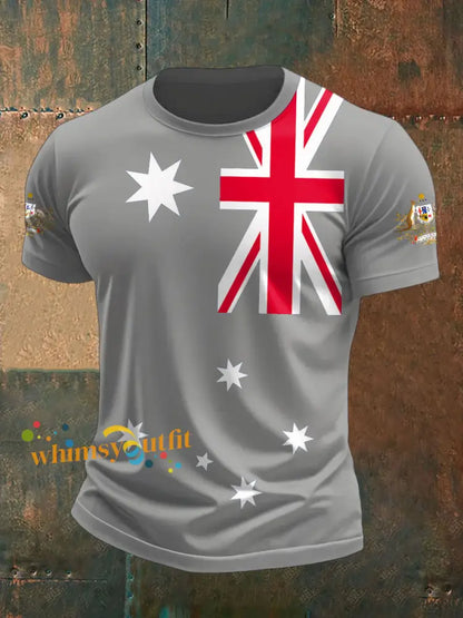 Men’s Australia Patriotic Printed T-shirt Light Gray / S
