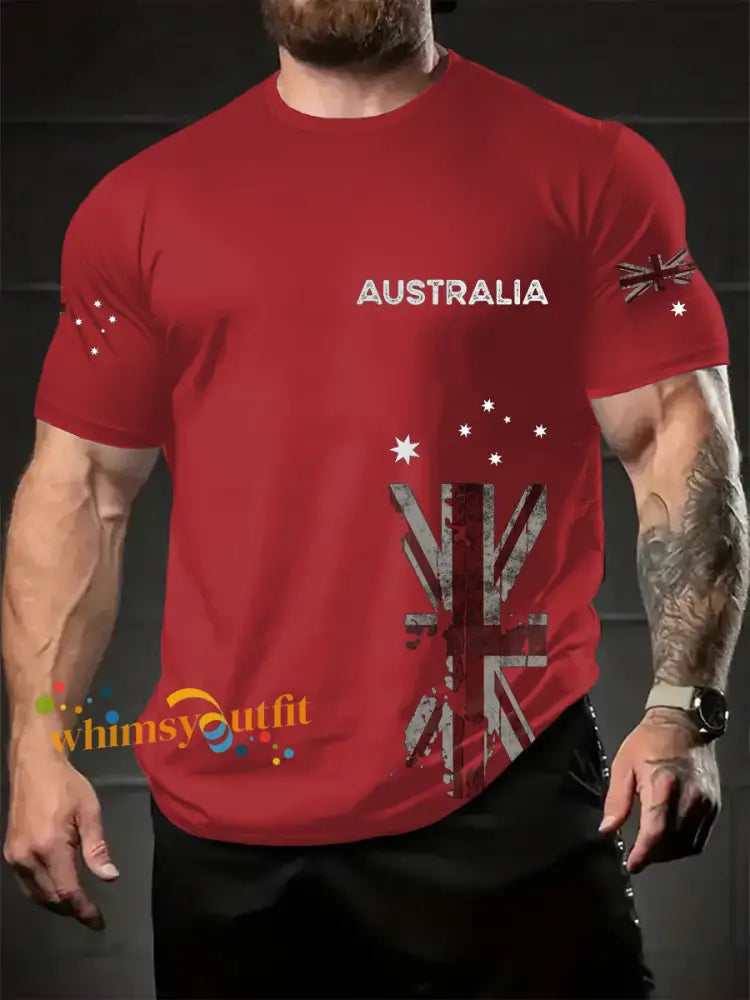 Men’s Australia Patriotic Printed T-shirt Red / S