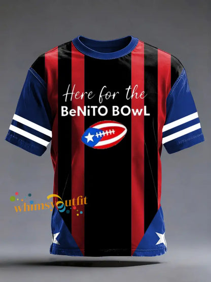 Men’s Bad Bunny Here For The Benito Bowl short sleeves t-shirt Black / S