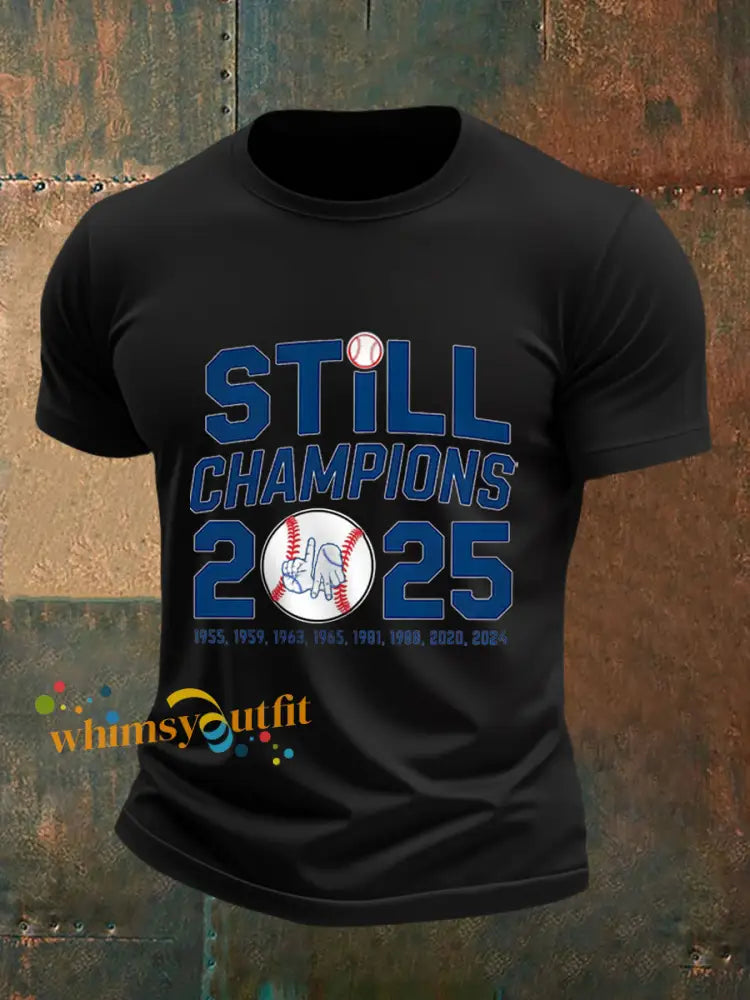 Men’s Baseball World Series Champions 2025 Print Casual Tee Black / S