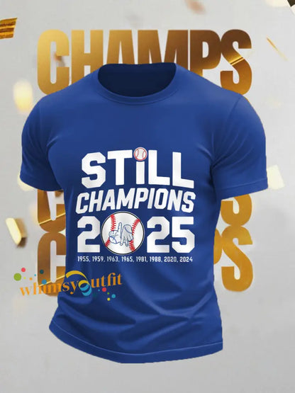 Men’s Baseball World Series Champions 2025 Print Casual Tee Royal Blue / S