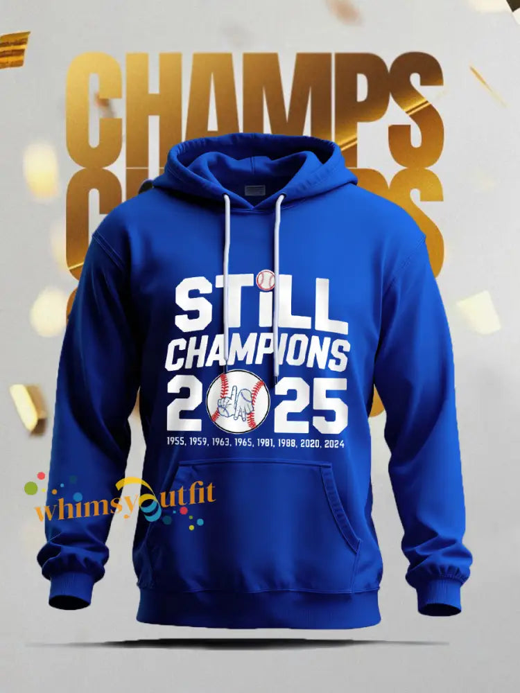 Men’s Baseball World Series Still Champions 2025 Print Casual Hoodie Blue / S