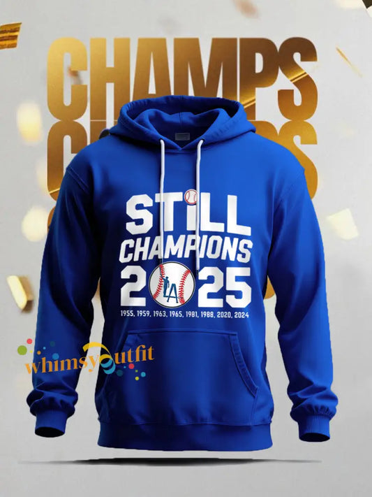 Men’s Baseball World Series Still Champions 2025 Print Casual Hoodie Royal Blue / S