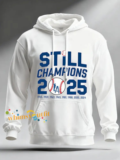 Men’s Baseball World Series Still Champions 2025 Print Casual Hoodie White / S