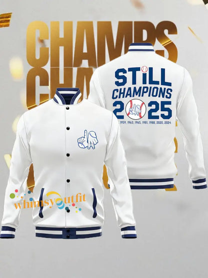 Men’s Baseball World Series Still Champions 2025 Print Casual Baseball Jacket White / S