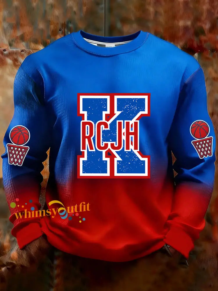 Men’s Basketball Print Waffle Long Sleeve T-Shirt As picture / S