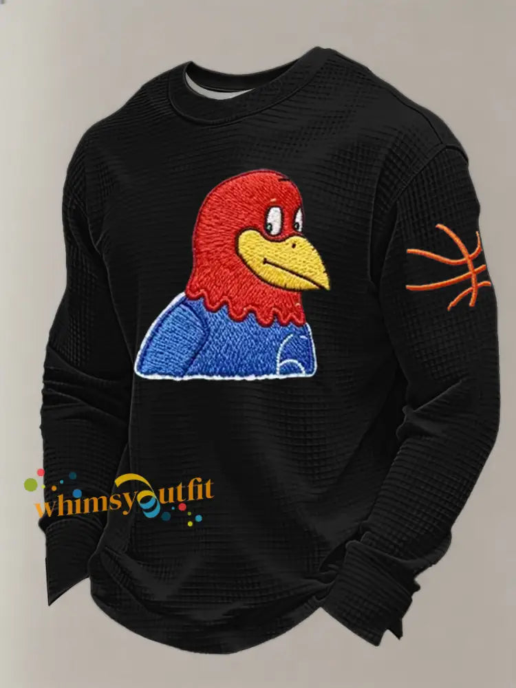 Men’s Basketball Printed Waffle Long Sleeve T-Shirt Black / S