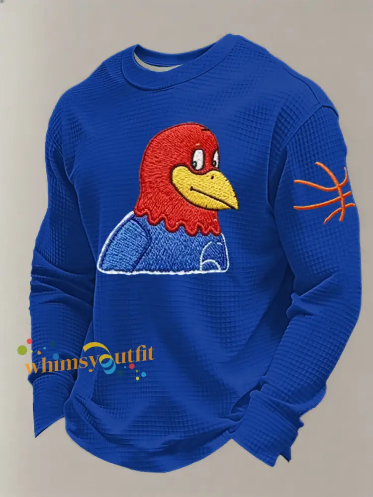 Men’s Basketball Printed Waffle Long Sleeve T-Shirt Blue / S