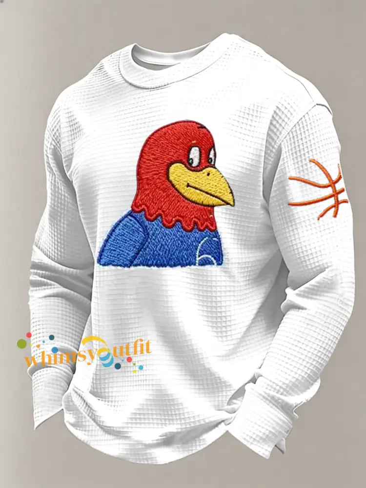 Men’s Basketball Printed Waffle Long Sleeve T-Shirt White / S