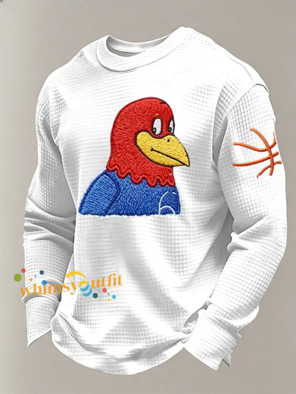 Men’s Basketball Printed Waffle Long Sleeve T-Shirt White / S
