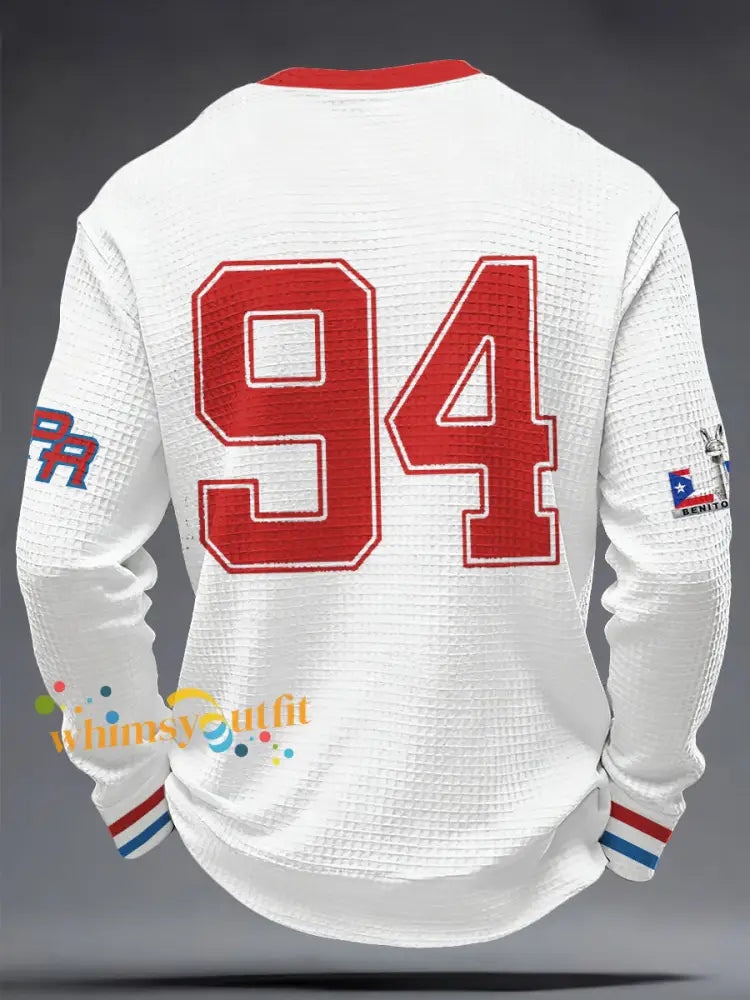 Men’s Benito Bowl Bunny Music Lover Printed Waffle Sweatshirt