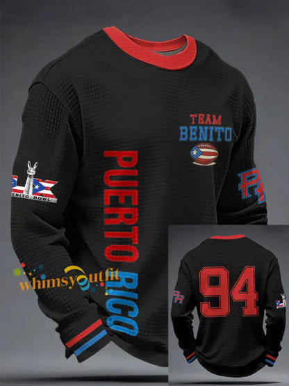 Men’s Benito Bowl Bunny Music Lover Printed Waffle Sweatshirt Black / S