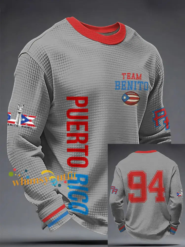 Men’s Benito Bowl Bunny Music Lover Printed Waffle Sweatshirt Light Gray / S