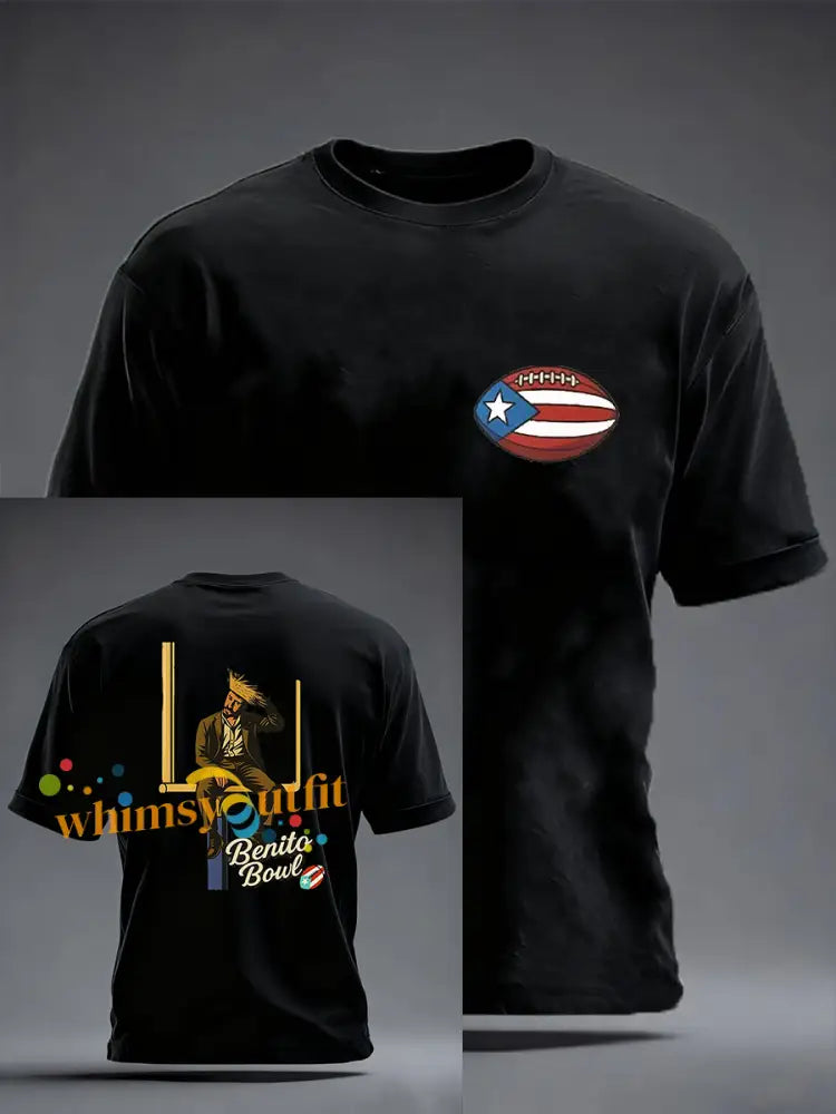 Men’s benito bowl imitation cotton short-sleeved T-shirt Black / S