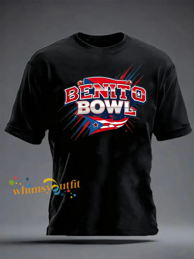 Men’s Benito Bowl imitation cotton short-sleeved T-shirt Black / S