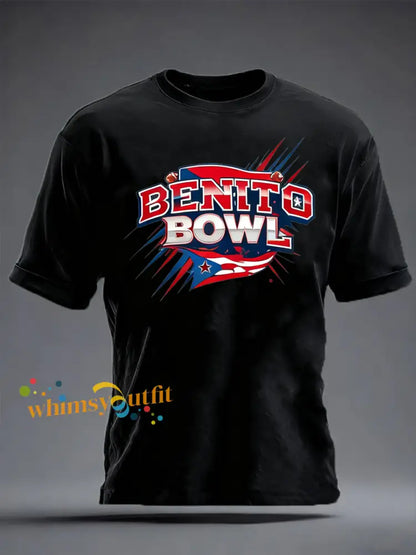 Men’s Benito Bowl imitation cotton short-sleeved T-shirt Black / S