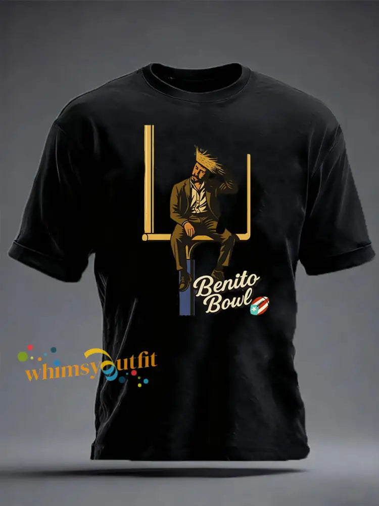 Men’s Benito Bowl imitation cotton short-sleeved T-shirt Black / S
