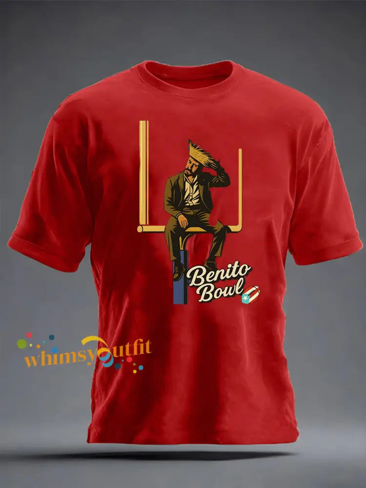 Men’s Benito Bowl imitation cotton short-sleeved T-shirt Pure Red / S