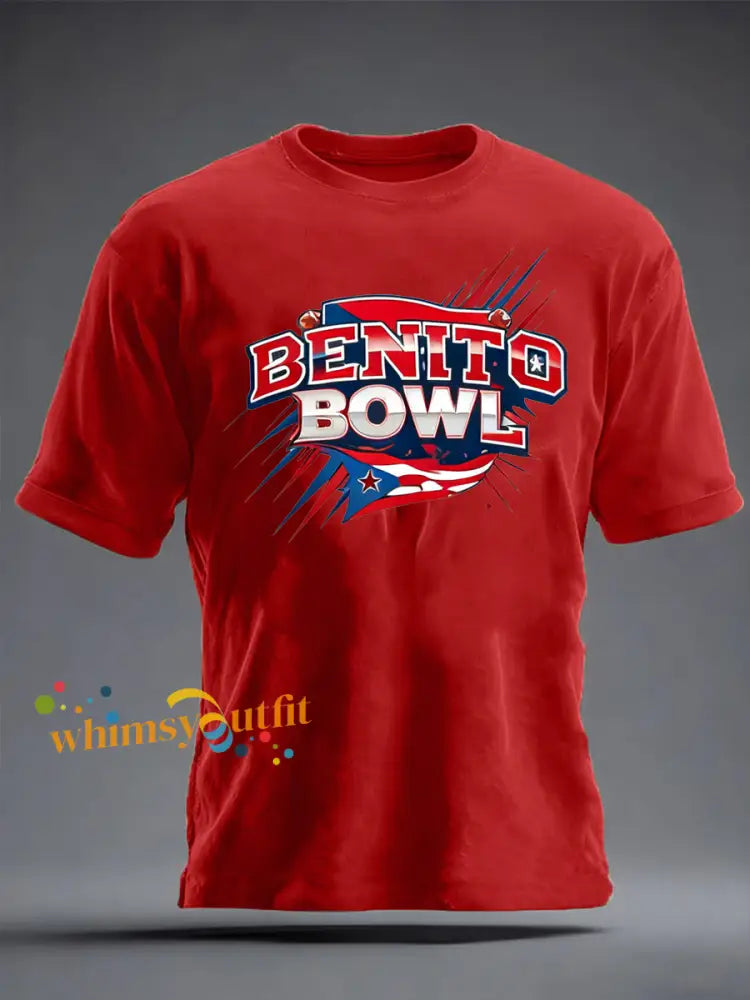 Men’s Benito Bowl imitation cotton short-sleeved T-shirt Pure Red / S