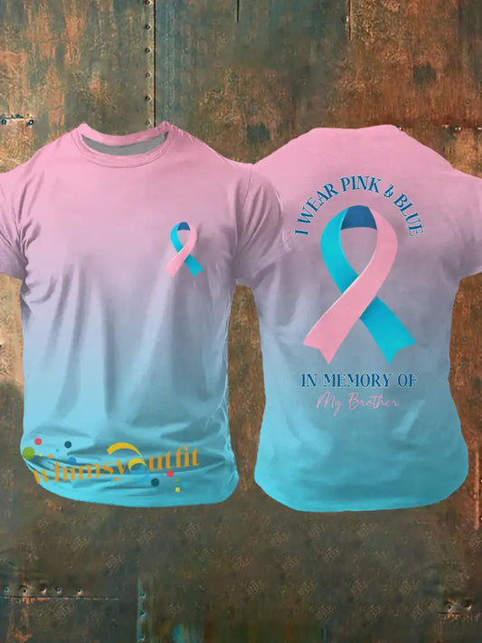 Men’s Breast Cancer Awareness Print Casual T Shirt As picture / S