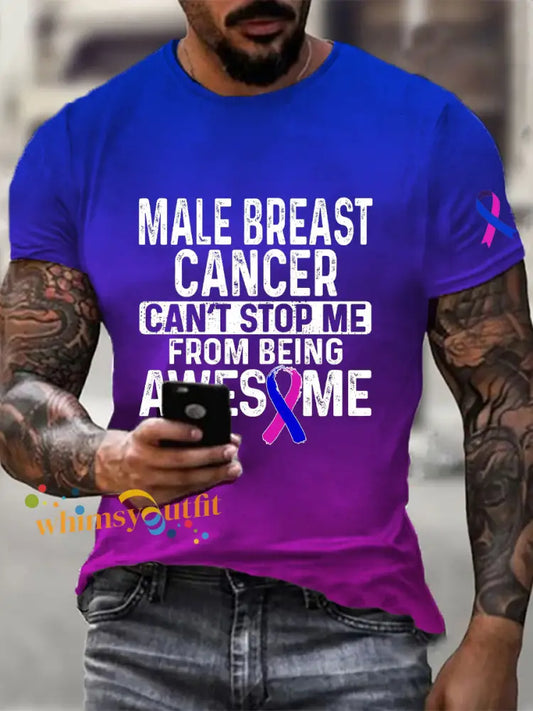Men’s Breast Cancer Awareness Print Casual T Shirt As picture / S
