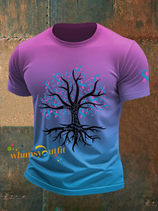 Men’s Breast Cancer Awareness Print Casual T Shirt As picture / S