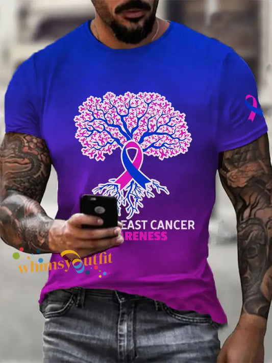 Men’s Breast Cancer Awareness Print Casual T Shirt As picture / S