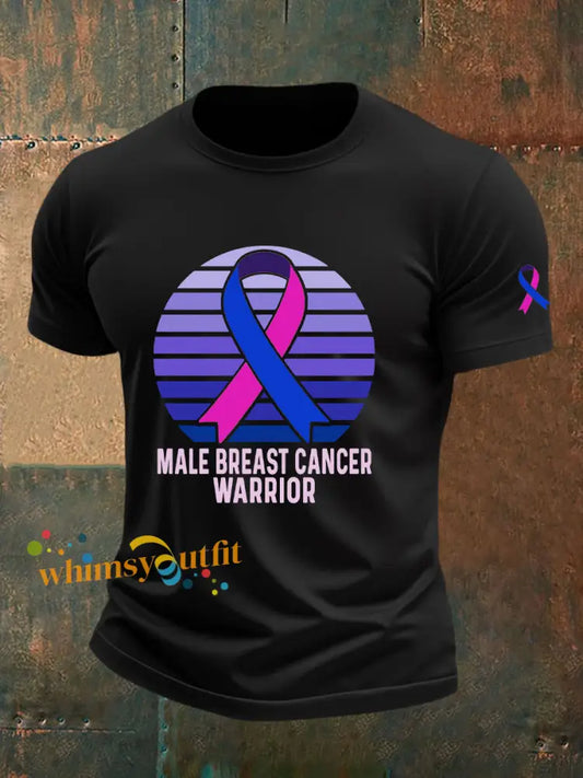 Men’s Breast Cancer Awareness Print Casual T Shirt Black / S