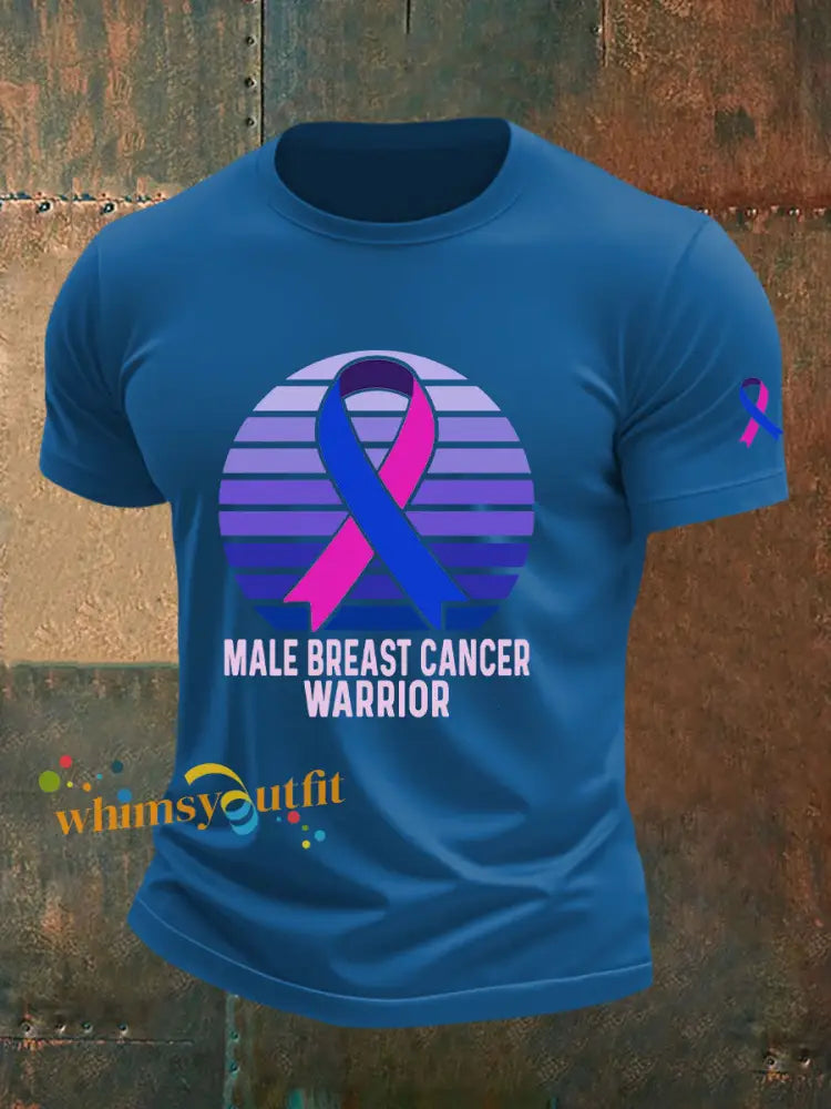 Men’s Breast Cancer Awareness Print Casual T Shirt Blue / S