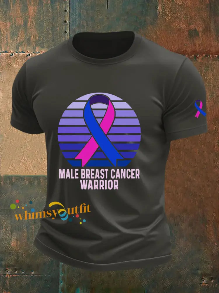 Men’s Breast Cancer Awareness Print Casual T Shirt Dark Gray / S